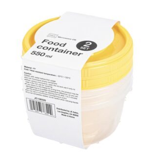Plastic Food Container Round 2Pcs 550Ml
