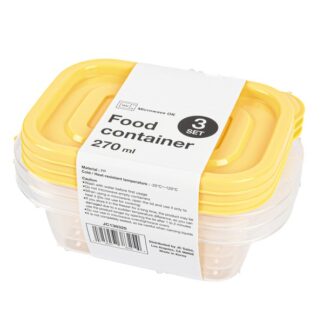 Plastic Food Container Rect. 3Pcs 270Ml