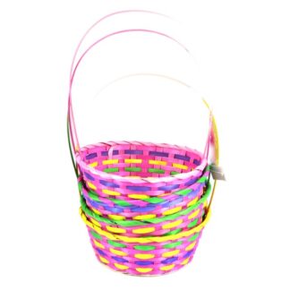 He Bamboo Basket Round 10.5"X3.5"Hx14.5"Oh