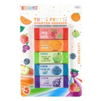 Bazic Fruit Scented Eraser 5/Pack Assorted Colors