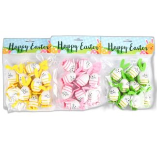 He Easter Foam Bunnies With Ribbon To Hang 9Pk