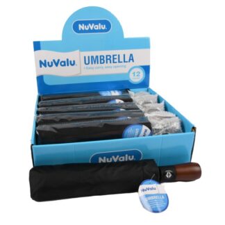 Nuvalu Umbrella Automatic 13" Long Black Color W/Wooden Handle Clr