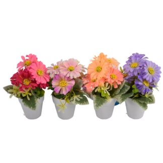 Nuvalu Artificial Flower Daisy  W/Vase & Asst Colors