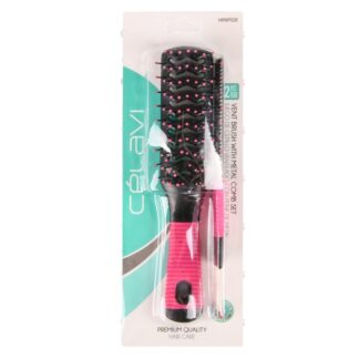 Celavi Vent Hair Brush  With Metal Comb Set