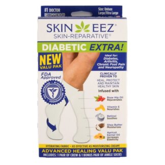 Diabetic Socks White 2 Pair L/Xl