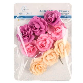Paper Flower Roses Fuchsia Pink Bige 1.75"