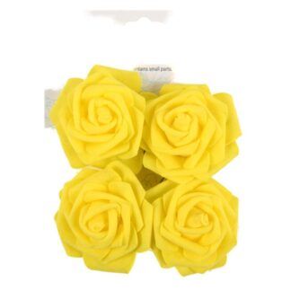 Paper Flower Roses Yellow 2.5"