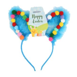 He Easter Bunny Headband W/Pompom & Feather