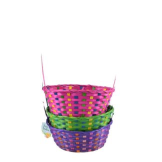 He Easter Oval  Bamboo Basket W/Asst Colors