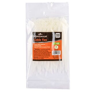Kingman Cable Tie 0.1" X 3.9" White 100Pcs