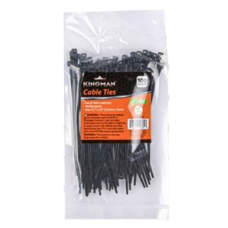 Kingman Cable Tie 0.1" X 3.9" Black 100Pcs