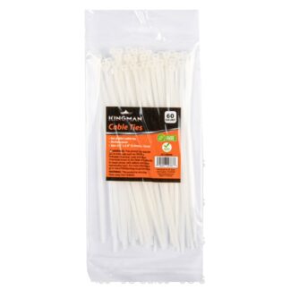 Kingman Cable Tie 0.1" X 5.9" White 60Pcs