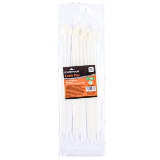 Kingman Cable Tie 0.19" X 7.85" White 25Pcs