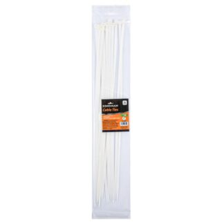 Kingman Cable Tie 0.19" X 15.75" White 12Pcs