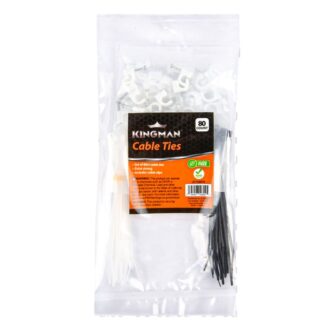 Kingman Cable Tie 0.12" X 4" Black & White W/Cable Clips