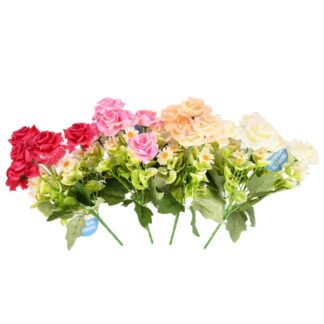 Artificial Flower Bundle W/Clrs Asst