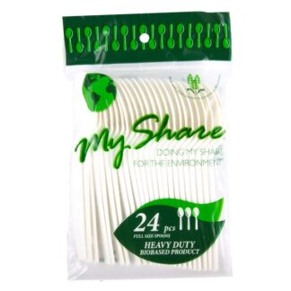 Bio Plastic Spoon 24Ct Heavy Duty White