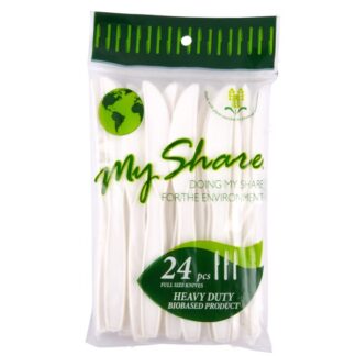 Bio Plastic Knife 24Ct Heavy Duty White
