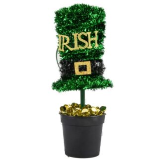 Hk St. Patrick'S Tinsel Hat On Black Pot