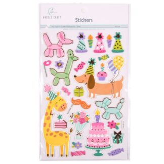 Angels Crafthappy Birthday Stickers W/ Animals 26Ct