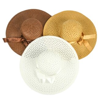 Hat Women Straw W/ Ribbon Asst Color