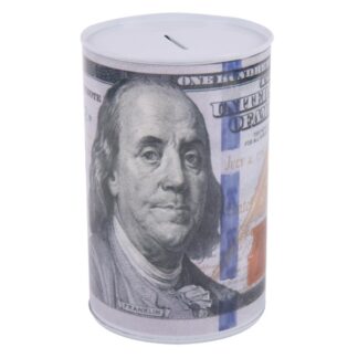 4" Tin Coin Bank $100 Us Bill