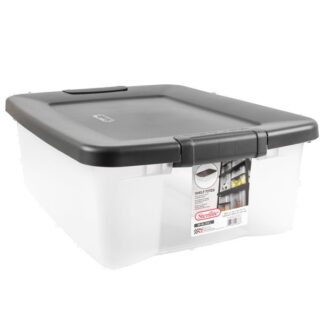 Sterilite 25Qt Shelf Totes Flat Gray Lid W/ Clear Base