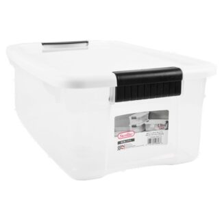 Sterilite 18Qt Ultra Latch Box White Lid & Clear Base W/ Black Latches
