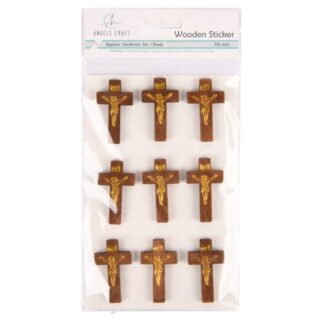 Angels Craft Wooden Cross Sticker 9Ct