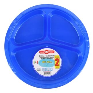 Divided 3 Section Plate 2Ct Asst Colors