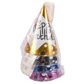 Happy Birthday Hat Asst Colors 6Ct