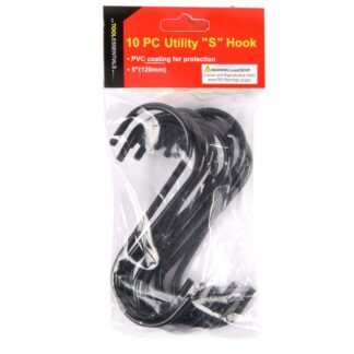 "S" Hook, Black  Pvc Coated Metal 5" 10 Ct