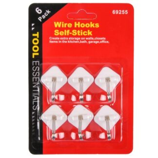 Wire Hooks 6Pc W/ Self Stick
