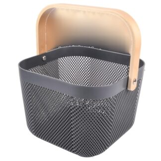 Plastic Basket With Wooden Handle 23.5X23.5X18