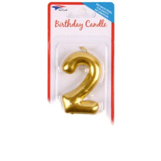 So Nice Metallic Birthday Candle #2 4" Gold