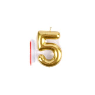 So Nice Metallic Birthday Candle #5 4" Gold