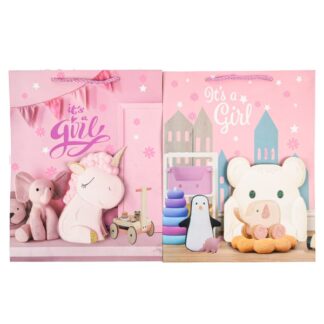 Gift Bag Medium Baby Shower Assorted Designs Pink