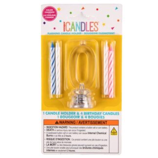 Unique #0 Flashing Led Birthday Candle With Holder