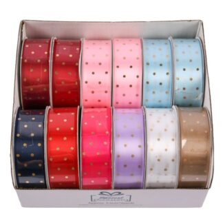Angels Craft Satin W/ Polka Dots Ribbon Rolls 1" X 3 Yd Asst Colors