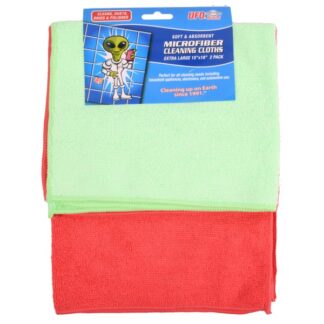 Ufo 2Pk Microfiber Cleaning Cloths 15"X18" Green/Red