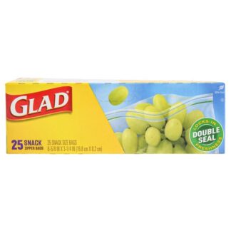 Glad Food Storage Zipper Snack Bag 25Ct
