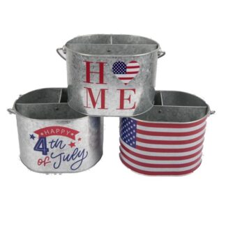 Hp Galvanized Caddy W/ Wood Handle 3 Asst Dsgn