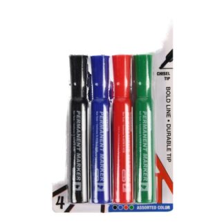 Bazic Chisel Tip Permanent Markers 4 Ct Asst Clr