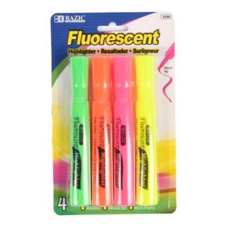 Bazic Fluorescent Highlighters 4Ct Asst Clrs