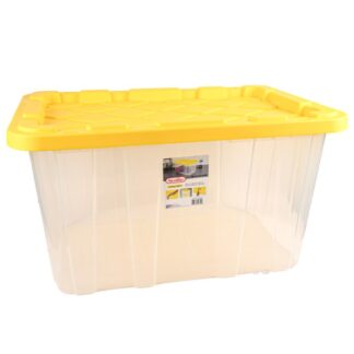 Industrial Tote Yellow Lily W/ Lid&Clear Base 27Gal