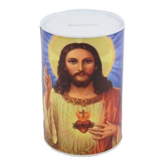 4" Tin Coin Bank Jesus Christ 2 Asst
