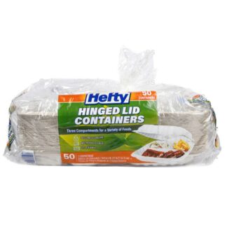 Hefty 9" Earthchoice Hinged Lid Container 3-Compartment 50Ct