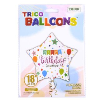 Trico 18" Star Shaped Happy Birthday Balloon