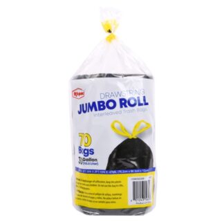 Jumbo Drawstring Garbage Roll 30Gal/70Ct. Black