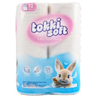 Tokki Soft Bath Tissue Toilet Paper 240 Sheet 3Ply